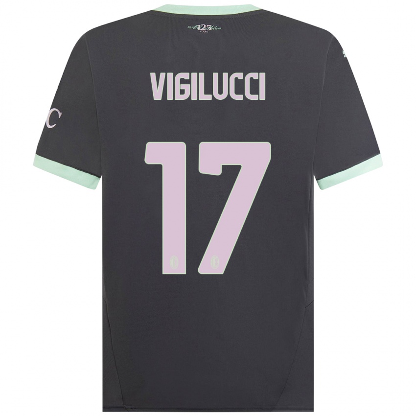 Niño Camiseta Valery Vigilucci #17 Gris Equipación Tercera 2024/25 La Camisa Chile