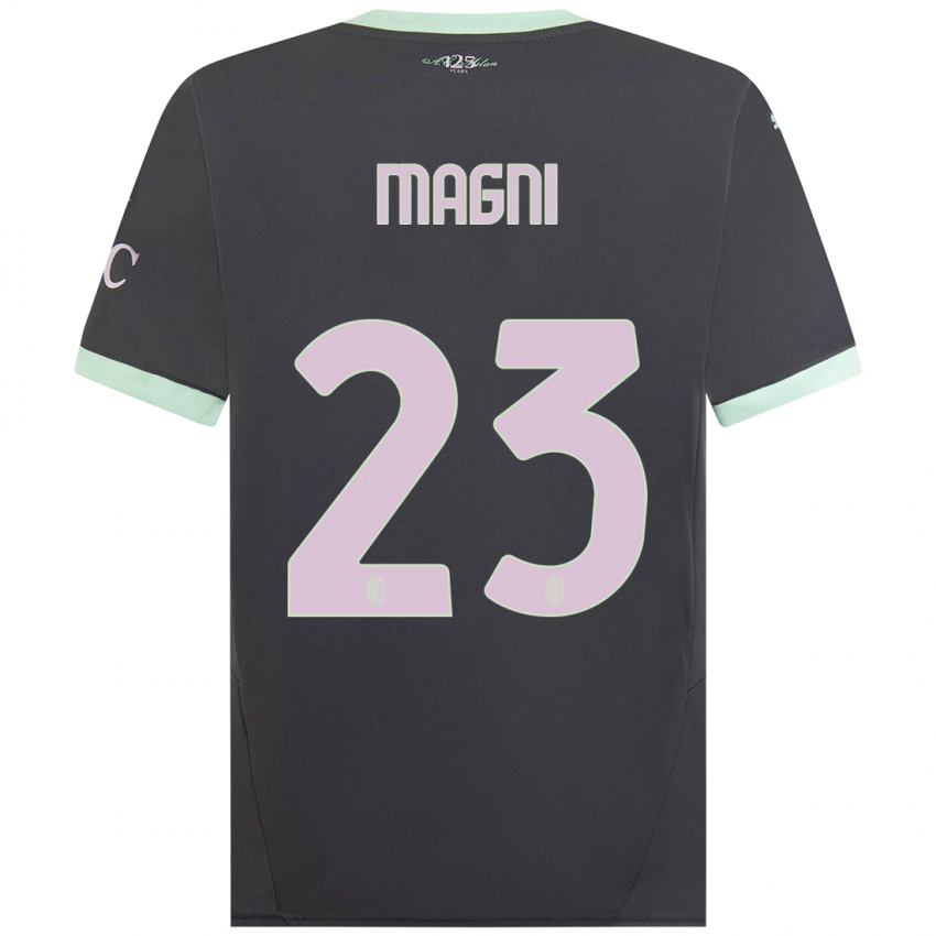 Niño Camiseta Vittorio Magni #23 Gris Equipación Tercera 2024/25 La Camisa Chile