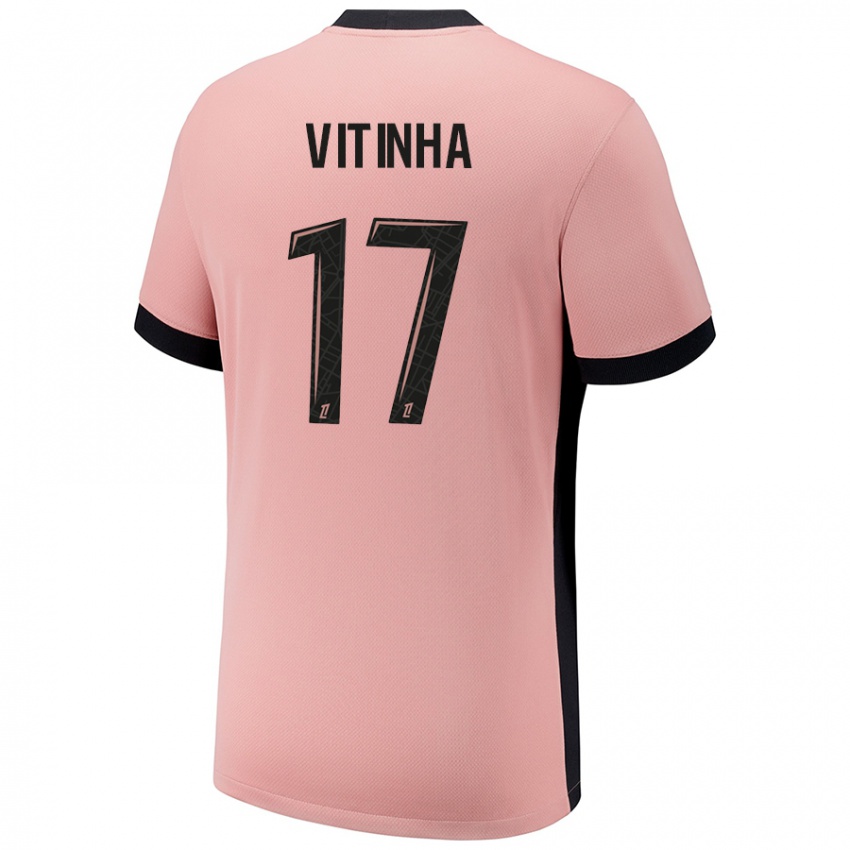 Niño Camiseta Vitinha #17 Rosa Óxido Equipación Tercera 2024/25 La Camisa Chile