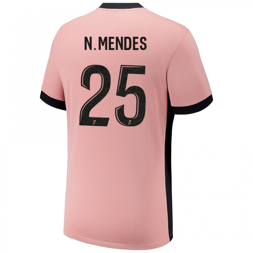 Niño Camiseta Nuno Mendes #25 Rosa Óxido Equipación Tercera 2024/25 La Camisa Chile