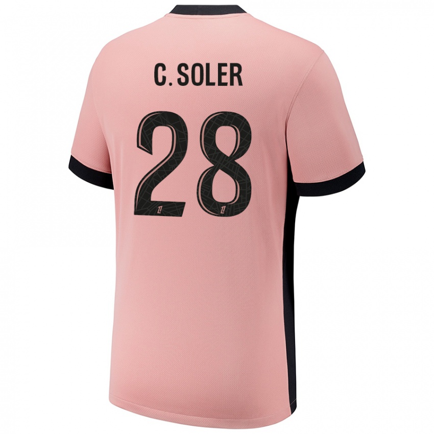 Niño Camiseta Carlos Soler #28 Rosa Óxido Equipación Tercera 2024/25 La Camisa Chile