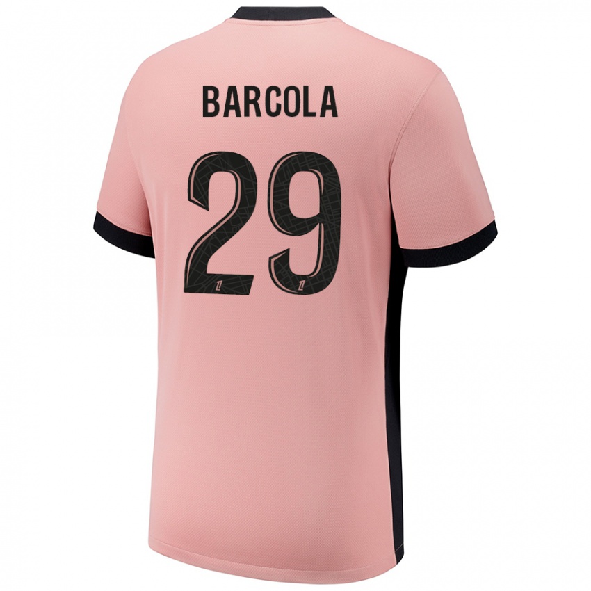 Niño Camiseta Bradley Barcola #29 Rosa Óxido Equipación Tercera 2024/25 La Camisa Chile