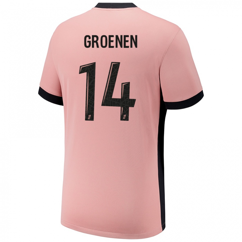 Niño Camiseta Jackie Groenen #14 Rosa Óxido Equipación Tercera 2024/25 La Camisa Chile