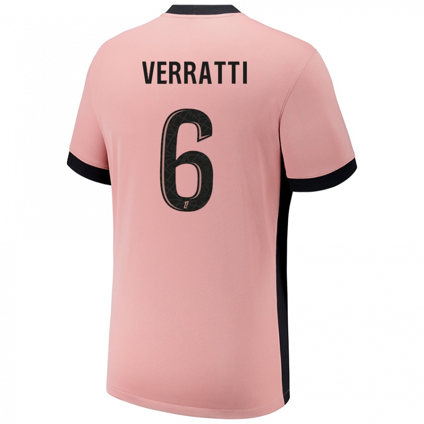 Niño Camiseta Marco Verratti #6 Rosa Óxido Equipación Tercera 2024/25 La Camisa Chile