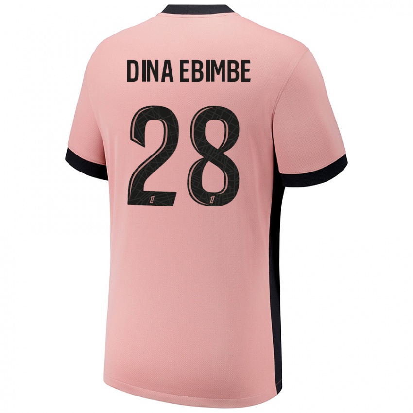 Niño Camiseta Eric Junior Dina Ebimbe #28 Rosa Óxido Equipación Tercera 2024/25 La Camisa Chile