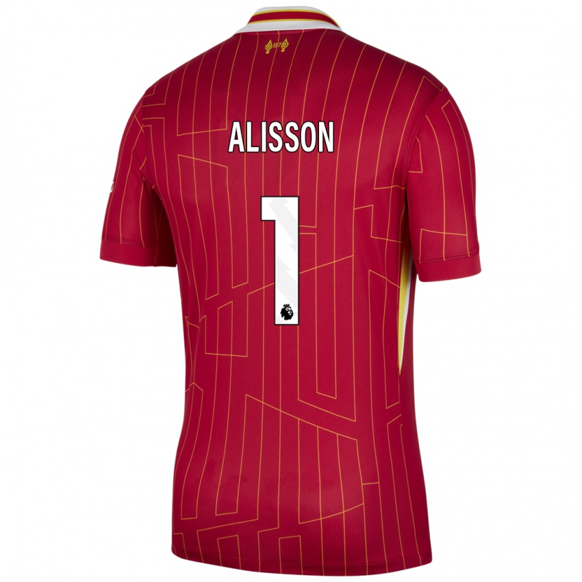 Hombre Camiseta Alisson #1 Rojo Amarillo Blanco 1ª Equipación 2024/25 La Camisa Chile