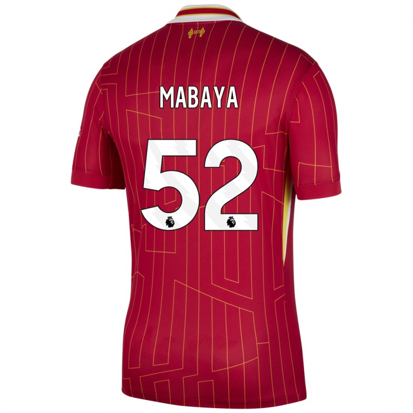 Hombre Camiseta Isaac Mabaya #52 Rojo Amarillo Blanco 1ª Equipación 2024/25 La Camisa Chile