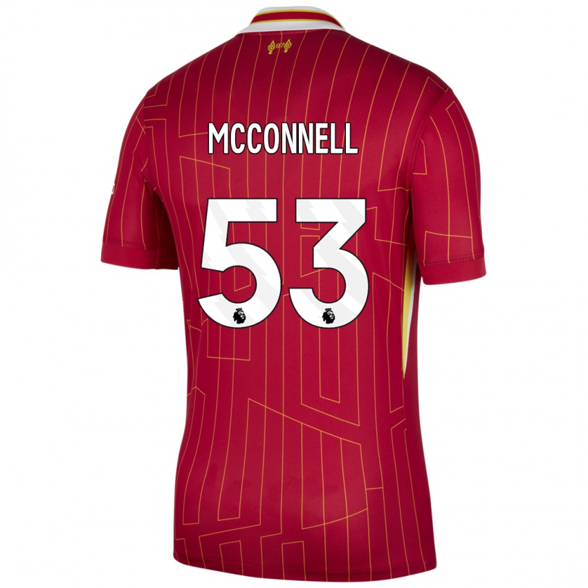 Hombre Camiseta James Mcconnell #53 Rojo Amarillo Blanco 1ª Equipación 2024/25 La Camisa Chile