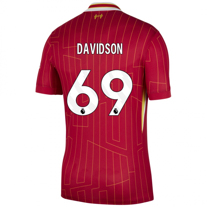 Hombre Camiseta Josh Davidson #69 Rojo Amarillo Blanco 1ª Equipación 2024/25 La Camisa Chile