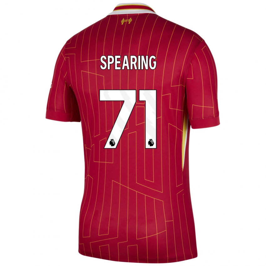 Hombre Camiseta Jay Spearing #71 Rojo Amarillo Blanco 1ª Equipación 2024/25 La Camisa Chile