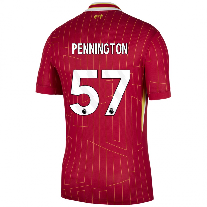 Hombre Camiseta Cody Pennington #57 Rojo Amarillo Blanco 1ª Equipación 2024/25 La Camisa Chile