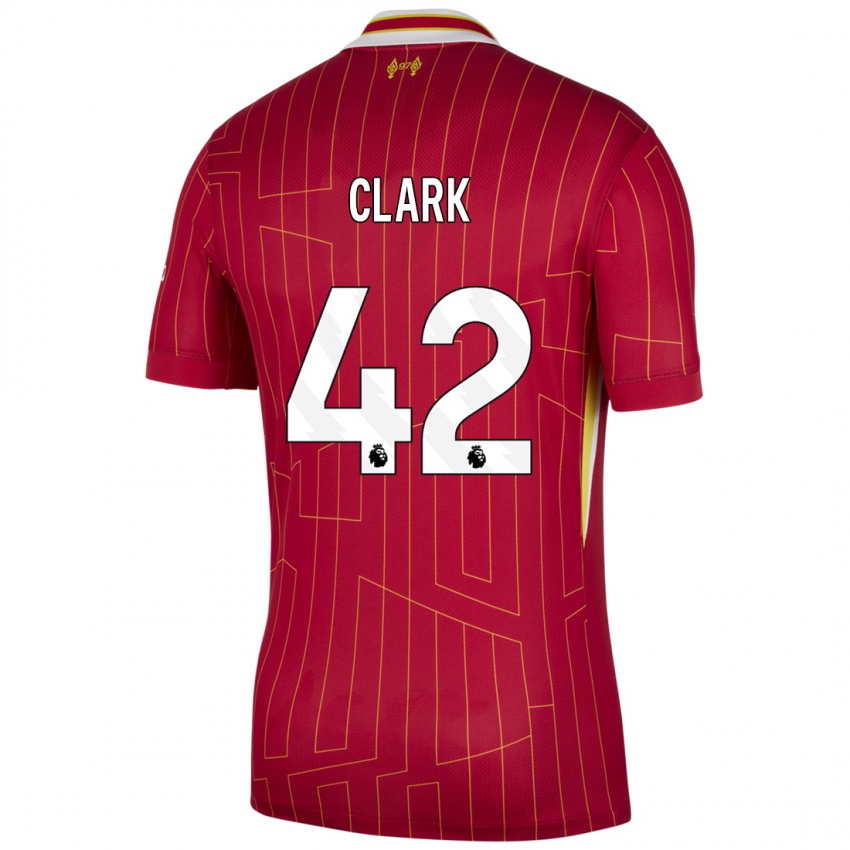 Hombre Camiseta Bobby Clark #42 Rojo Amarillo Blanco 1ª Equipación 2024/25 La Camisa Chile