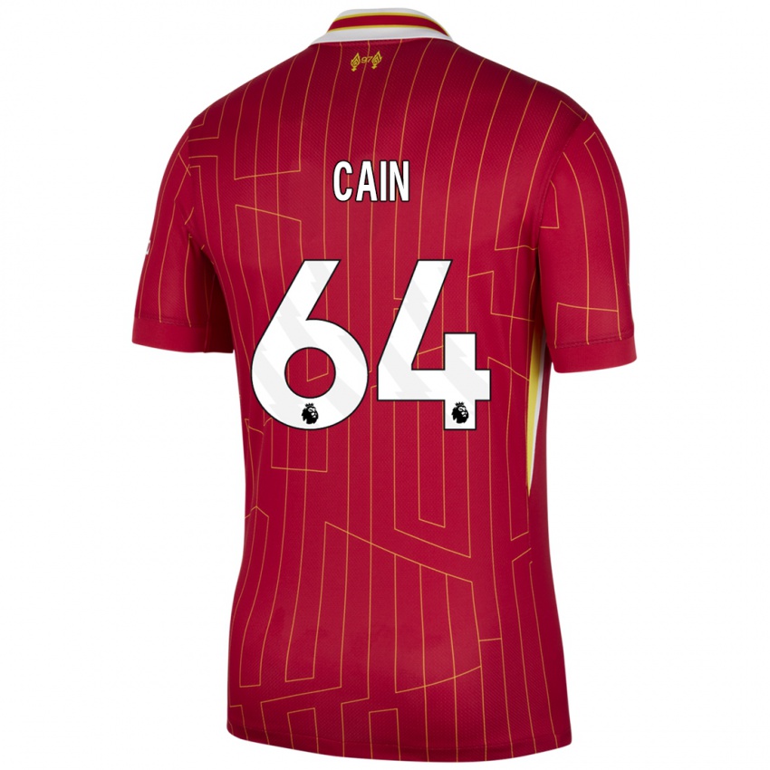 Hombre Camiseta Jake Cain #64 Rojo Amarillo Blanco 1ª Equipación 2024/25 La Camisa Chile