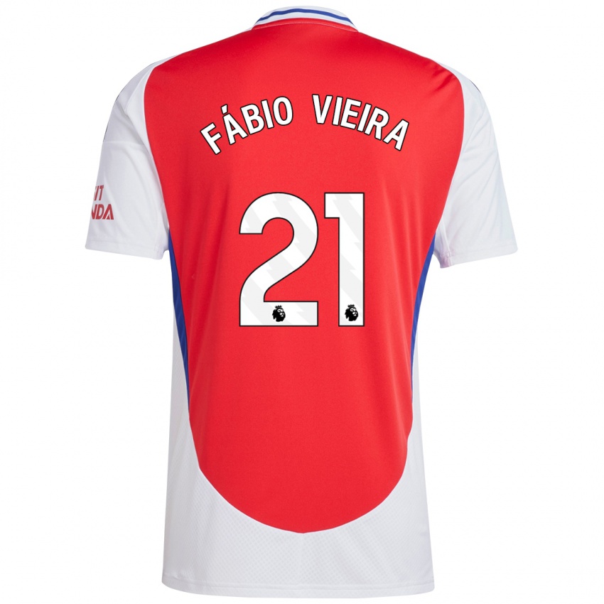 Hombre Camiseta Fabio Vieira #21 Rojo Blanco 1ª Equipación 2024/25 La Camisa Chile