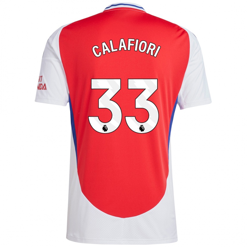 Hombre Camiseta Riccardo Calafiori #33 Rojo Blanco 1ª Equipación 2024/25 La Camisa Chile