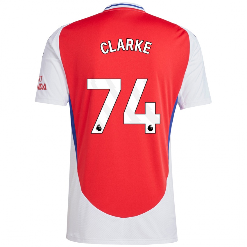 Hombre Camiseta Brayden Clarke #74 Rojo Blanco 1ª Equipación 2024/25 La Camisa Chile