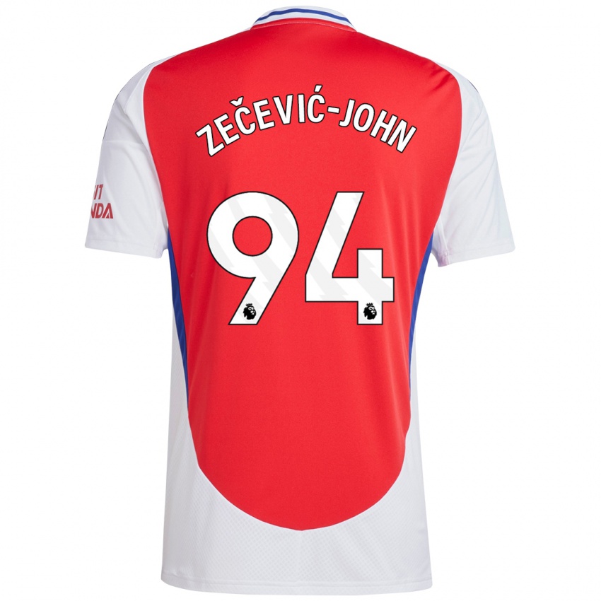 Hombre Camiseta Louis Zečević-John #94 Rojo Blanco 1ª Equipación 2024/25 La Camisa Chile