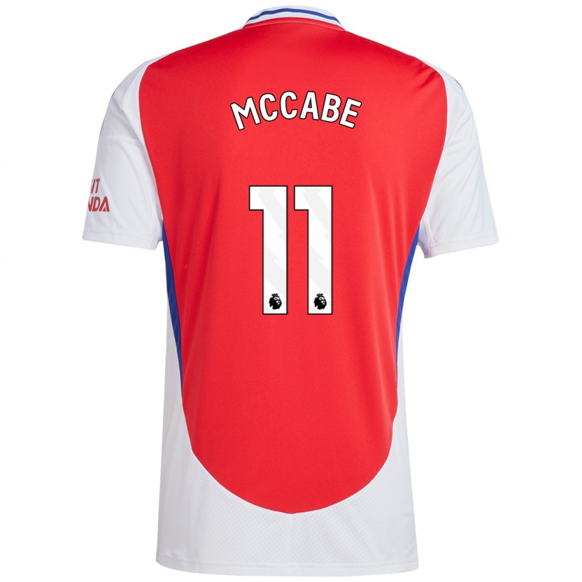 Hombre Camiseta Katie Mccabe #11 Rojo Blanco 1ª Equipación 2024/25 La Camisa Chile