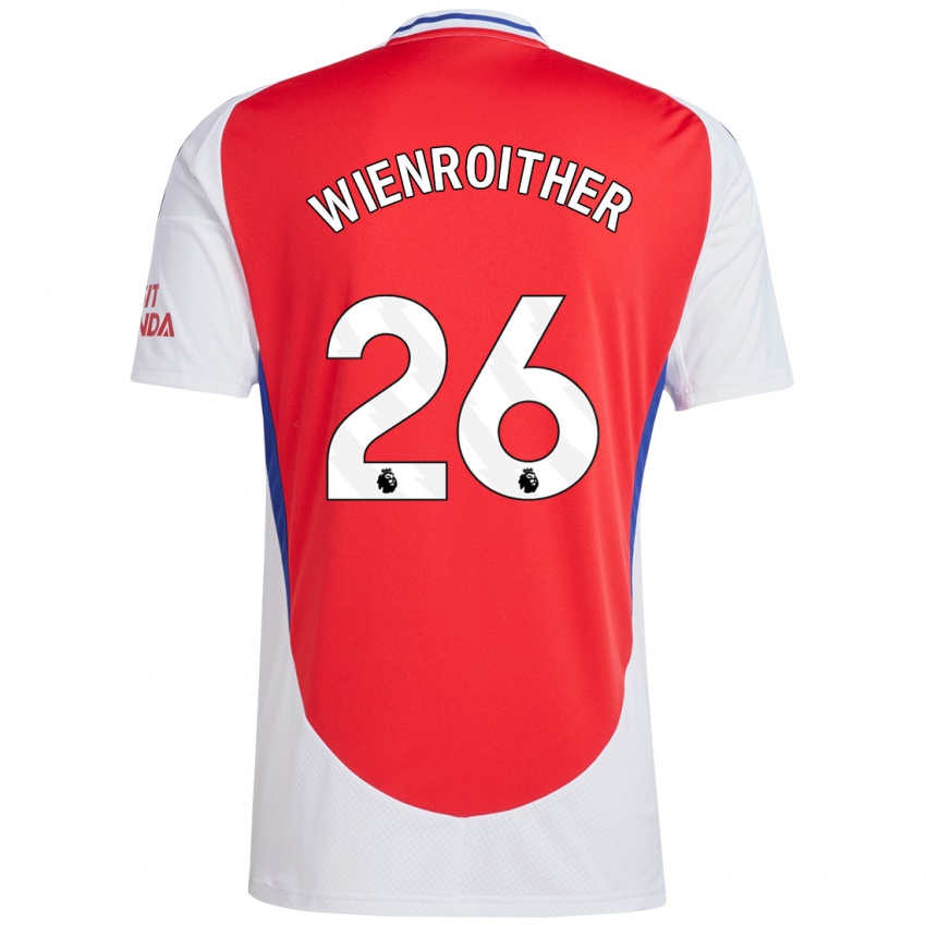 Hombre Camiseta Laura Wienroither #26 Rojo Blanco 1ª Equipación 2024/25 La Camisa Chile