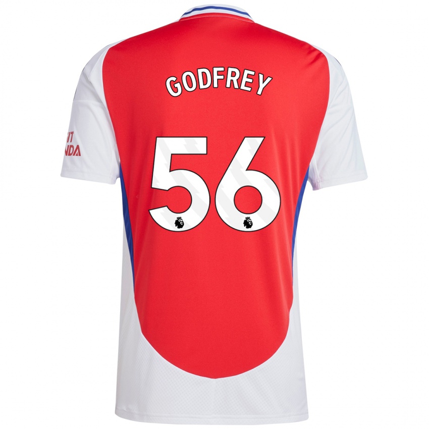 Hombre Camiseta Freya Godfrey #56 Rojo Blanco 1ª Equipación 2024/25 La Camisa Chile