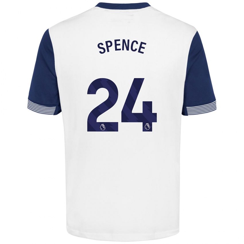 Hombre Camiseta Djed Spence #24 Blanco Azul 1ª Equipación 2024/25 La Camisa Chile