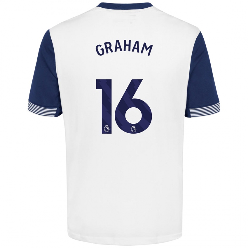 Hombre Camiseta Kit Graham #16 Blanco Azul 1ª Equipación 2024/25 La Camisa Chile