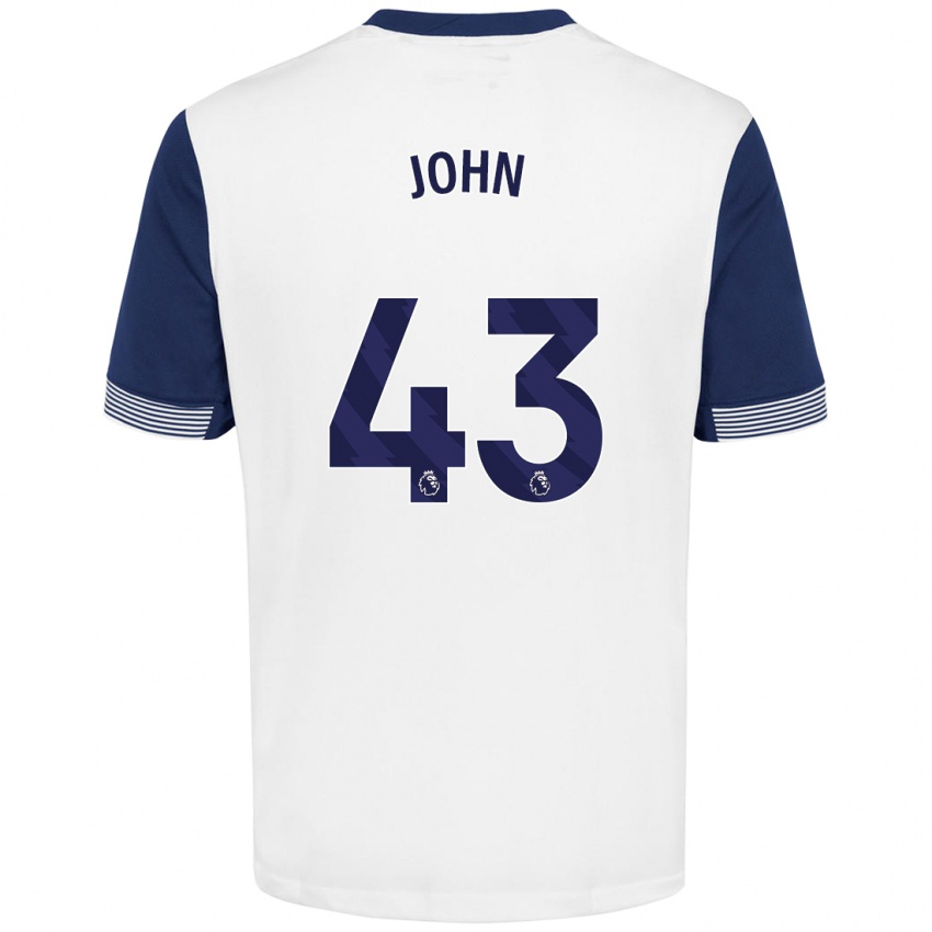 Hombre Camiseta Nile John #43 Blanco Azul 1ª Equipación 2024/25 La Camisa Chile