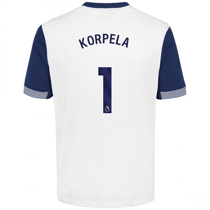 Hombre Camiseta Tinja-Riikka Korpela #1 Blanco Azul 1ª Equipación 2024/25 La Camisa Chile