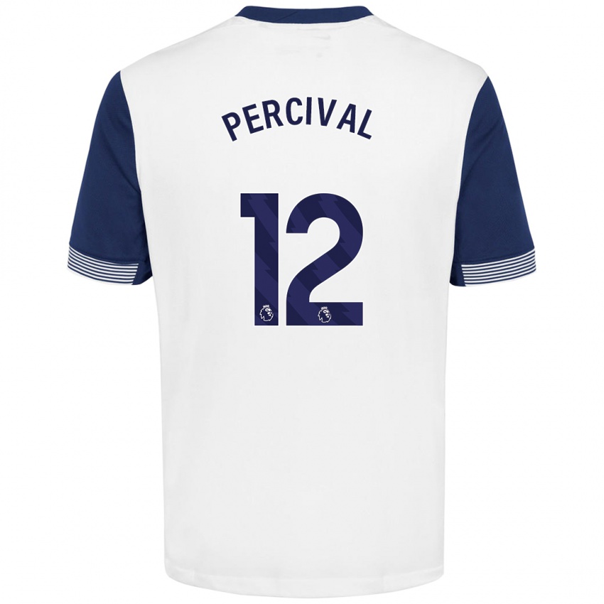 Hombre Camiseta Ria Percival #12 Blanco Azul 1ª Equipación 2024/25 La Camisa Chile