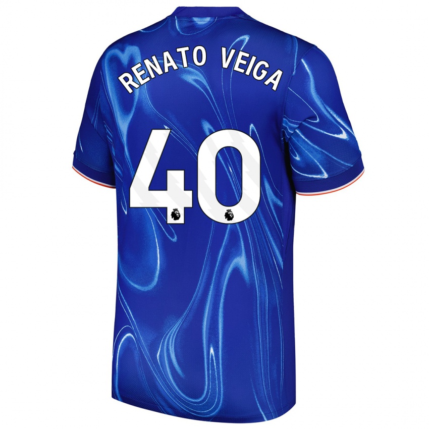 Hombre Camiseta Renato Veiga #40 Azul Blanco 1ª Equipación 2024/25 La Camisa Chile