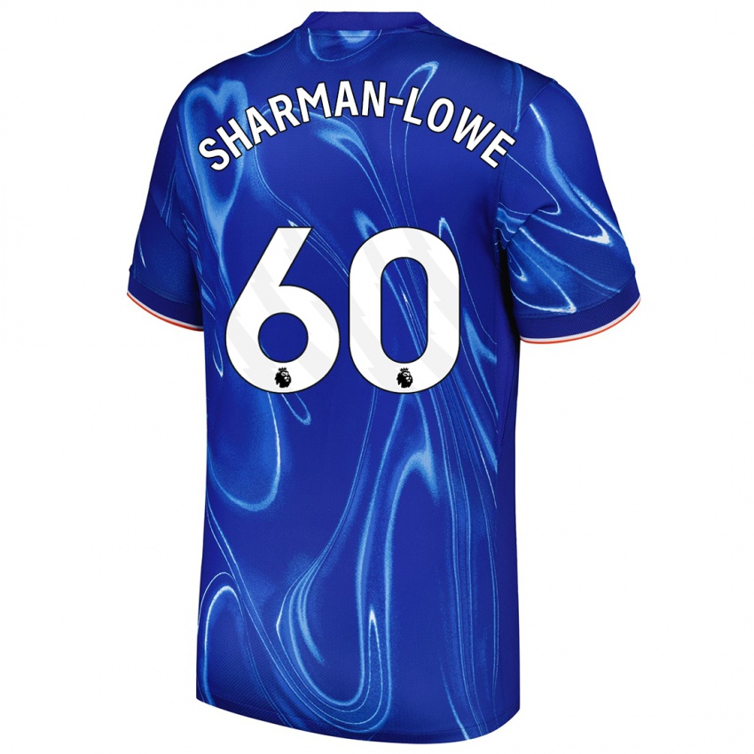 Hombre Camiseta Teddy Sharman-Lowe #60 Azul Blanco 1ª Equipación 2024/25 La Camisa Chile