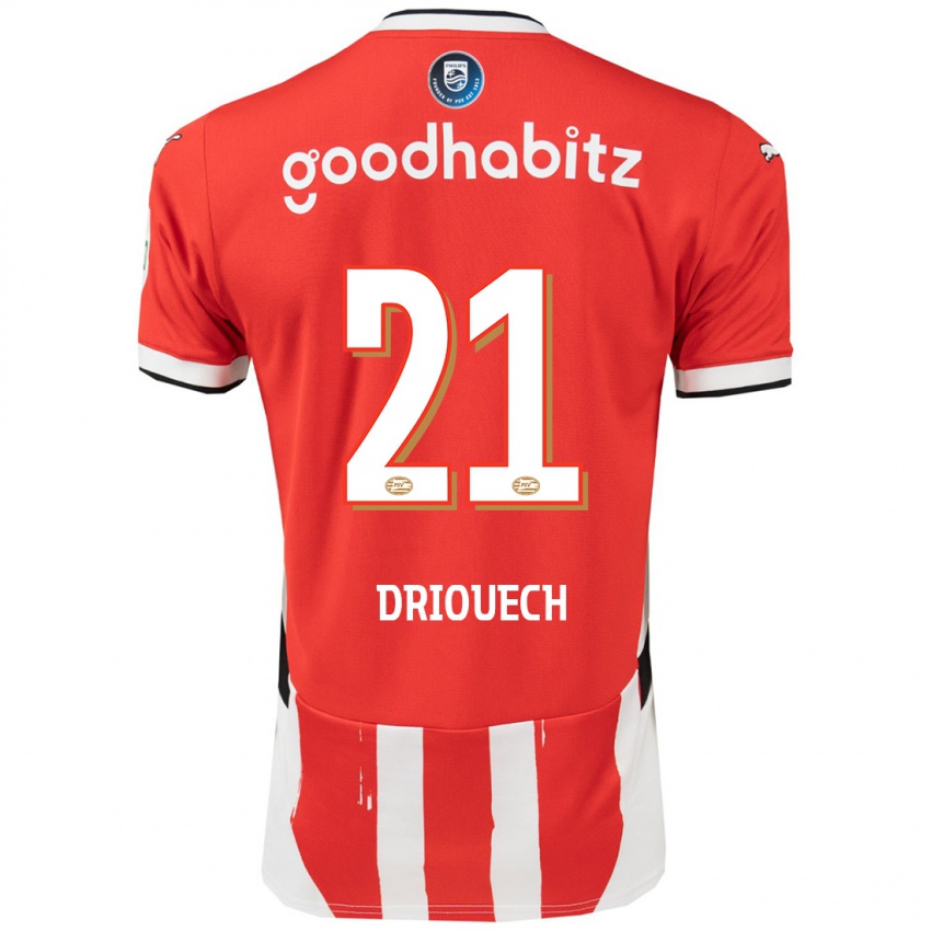 Hombre Camiseta Couhaib Driouech #21 Rojo Blanco 1ª Equipación 2024/25 La Camisa Chile