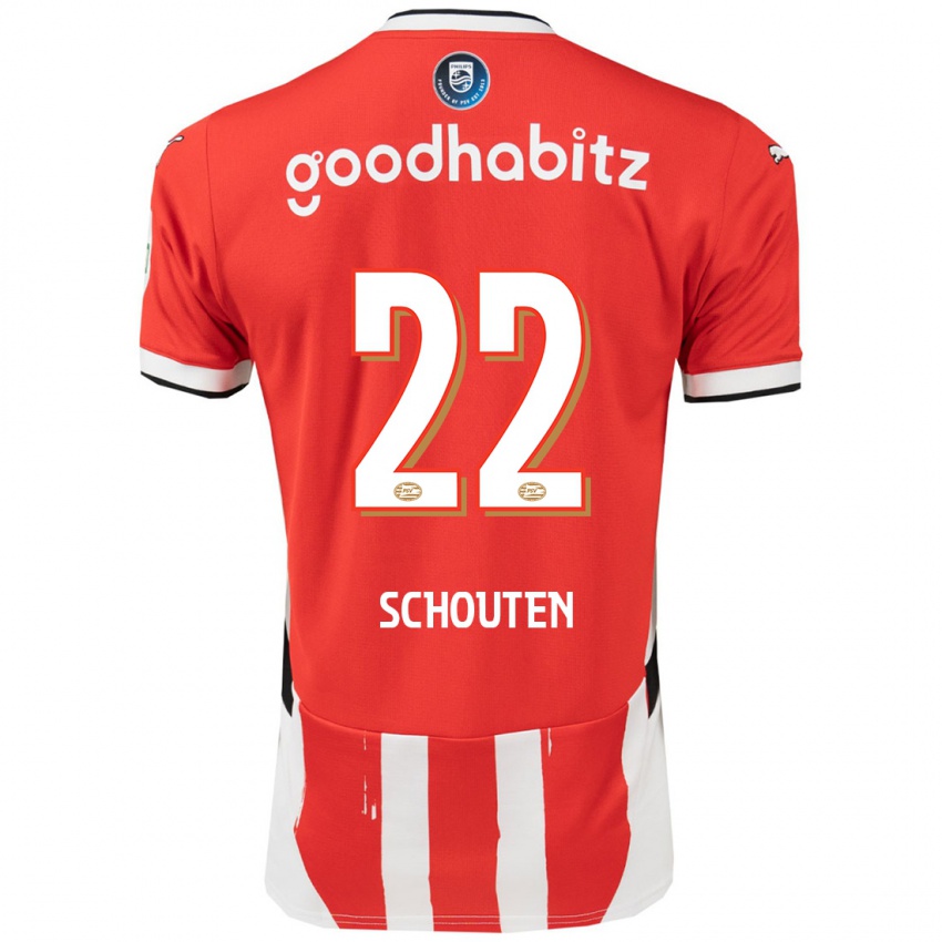 Hombre Camiseta Jerdy Schouten #22 Rojo Blanco 1ª Equipación 2024/25 La Camisa Chile