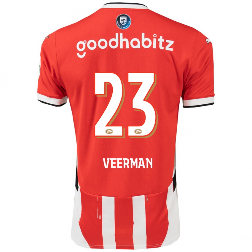 Hombre Camiseta Joey Veerman #23 Rojo Blanco 1ª Equipación 2024/25 La Camisa Chile