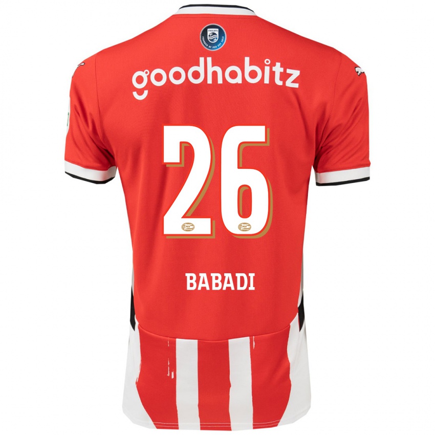 Hombre Camiseta Isaac Babadi #26 Rojo Blanco 1ª Equipación 2024/25 La Camisa Chile