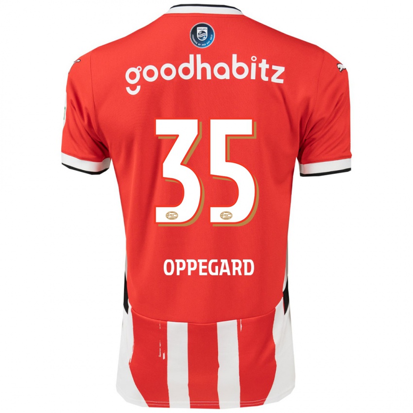 Hombre Camiseta Fredrik Oppegard #35 Rojo Blanco 1ª Equipación 2024/25 La Camisa Chile