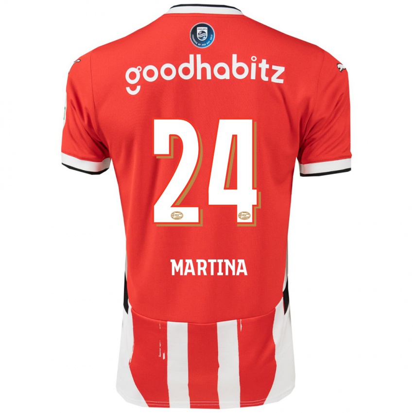 Hombre Camiseta Shijona Martina #24 Rojo Blanco 1ª Equipación 2024/25 La Camisa Chile