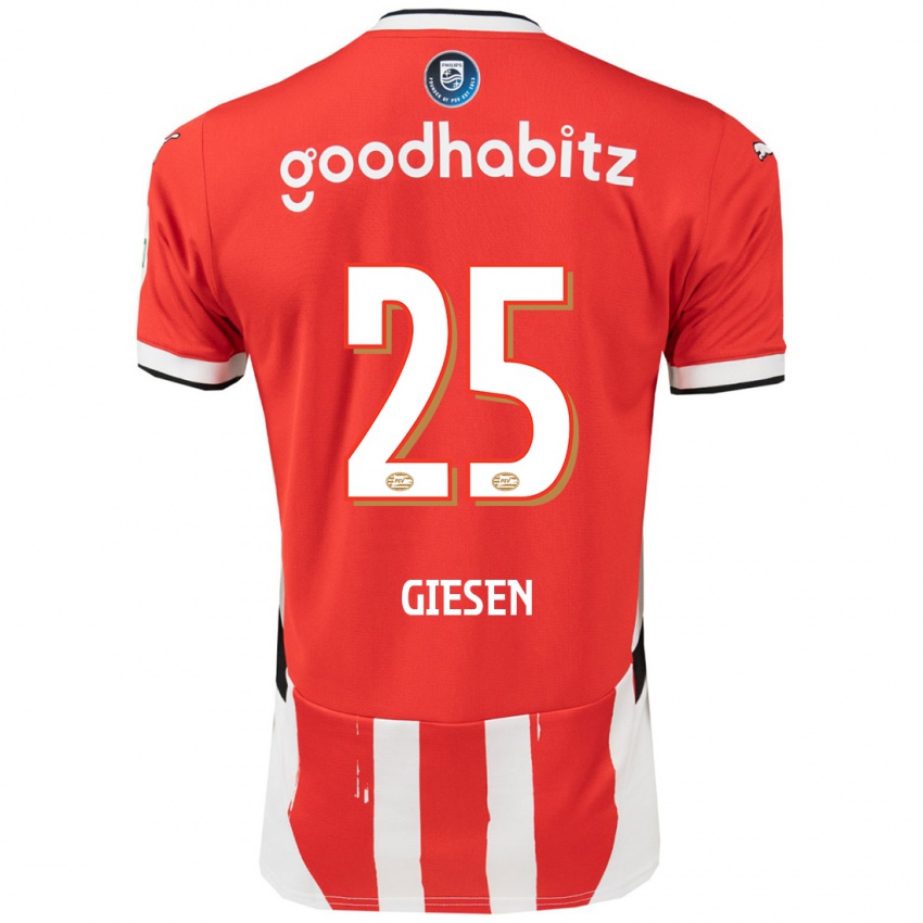 Hombre Camiseta Suzanne Giesen #25 Rojo Blanco 1ª Equipación 2024/25 La Camisa Chile