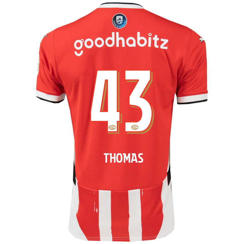 Hombre Camiseta Kealyn Thomas #43 Rojo Blanco 1ª Equipación 2024/25 La Camisa Chile