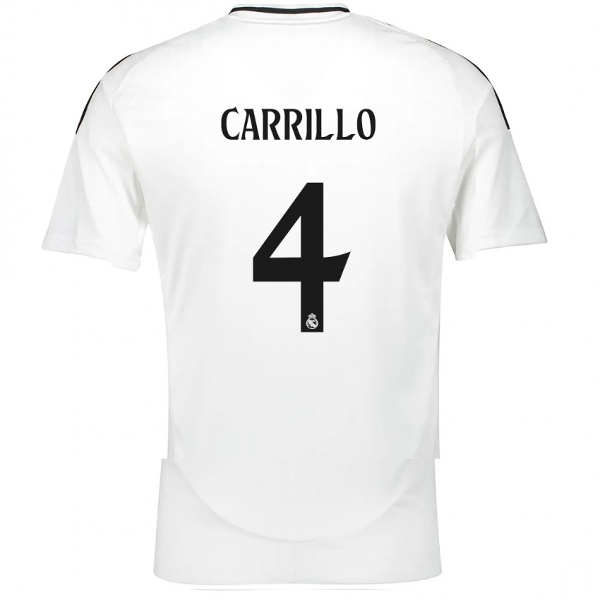 Hombre Camiseta Alvaro Carrillo #4 Blanco 1ª Equipación 2024/25 La Camisa Chile