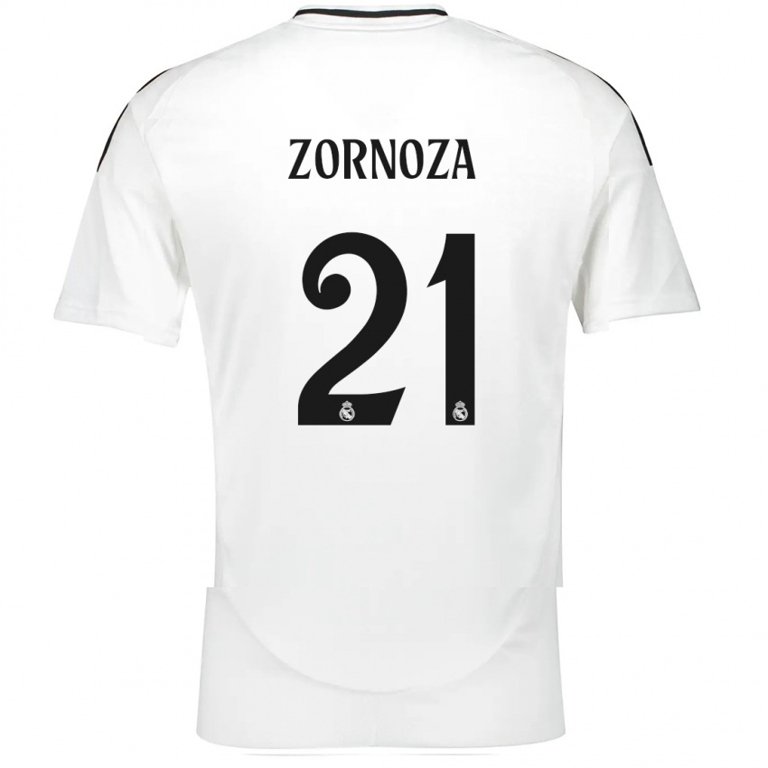 Hombre Camiseta Claudia Zornoza #21 Blanco 1ª Equipación 2024/25 La Camisa Chile