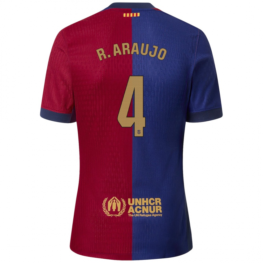 Hombre Camiseta Ronald Araújo #4 Azul Rojo 1ª Equipación 2024/25 La Camisa Chile