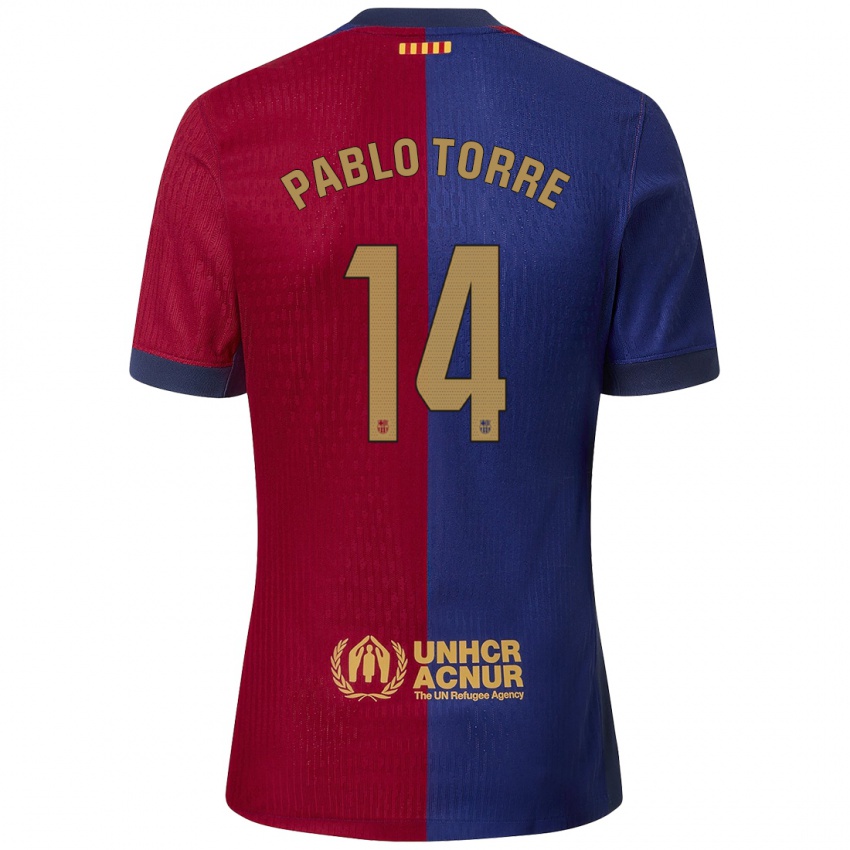 Hombre Camiseta Pablo Torre #14 Azul Rojo 1ª Equipación 2024/25 La Camisa Chile