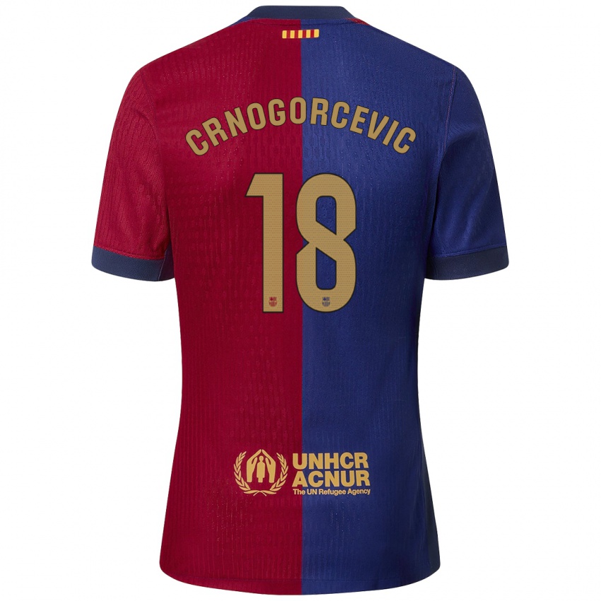 Hombre Camiseta Ana-Maria Crnogorcevic #18 Azul Rojo 1ª Equipación 2024/25 La Camisa Chile