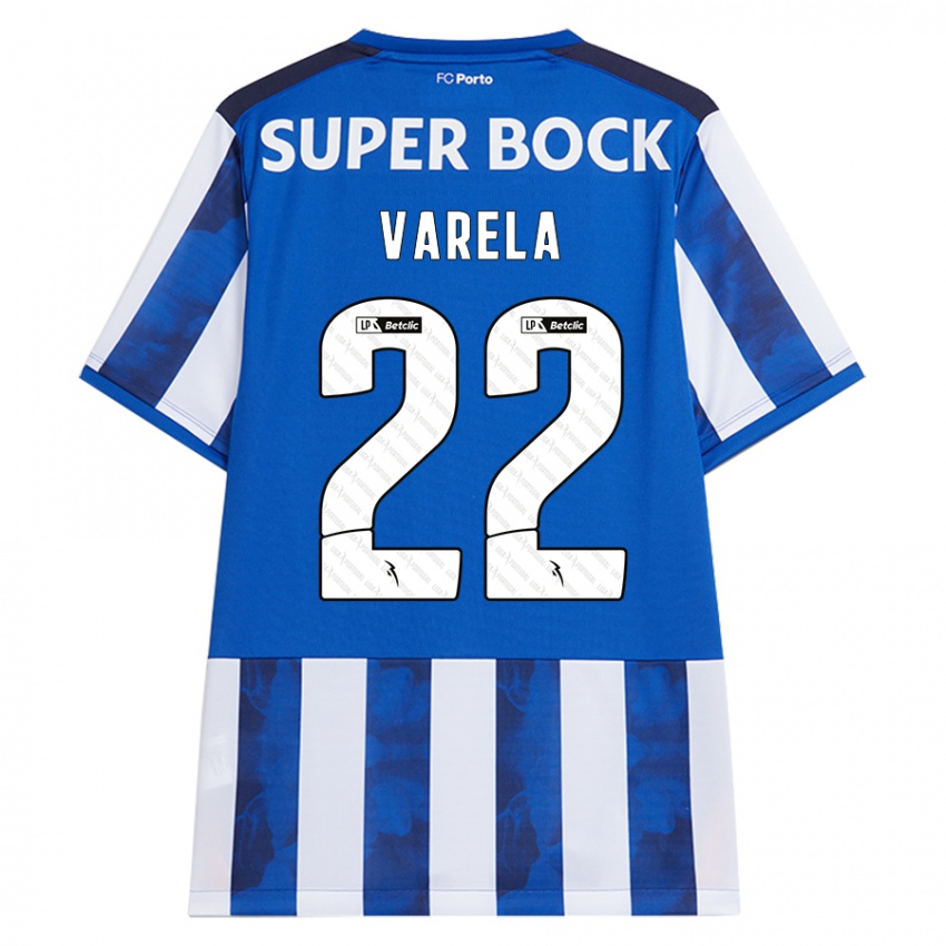 Hombre Camiseta Alan Varela #22 Azul Blanco 1ª Equipación 2024/25 La Camisa Chile