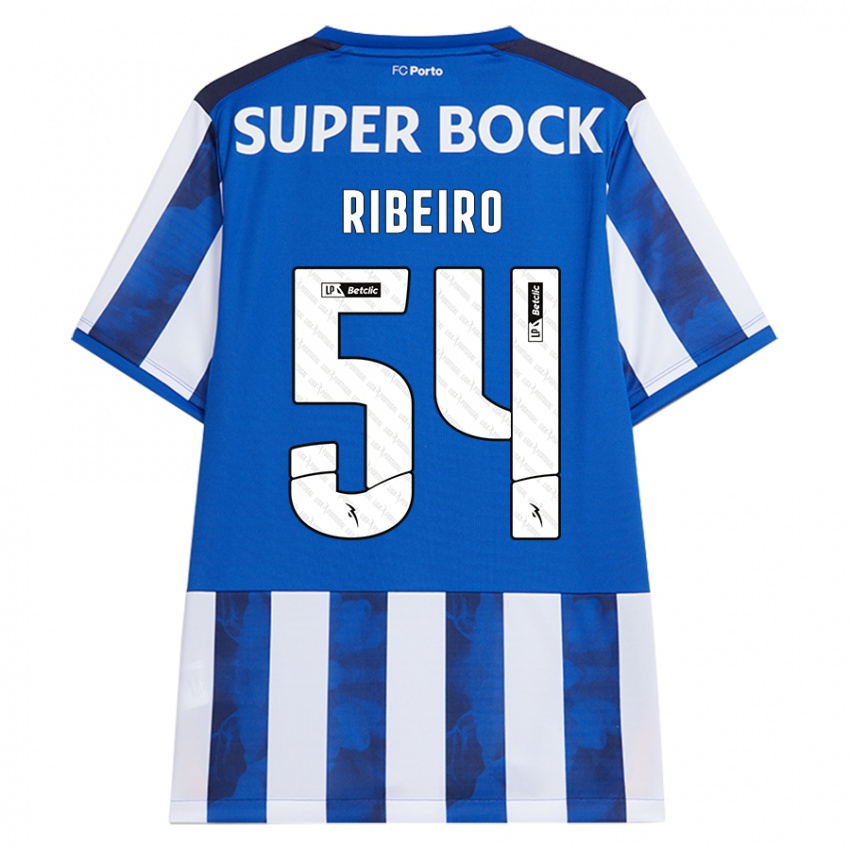 Hombre Camiseta António Ribeiro #54 Azul Blanco 1ª Equipación 2024/25 La Camisa Chile