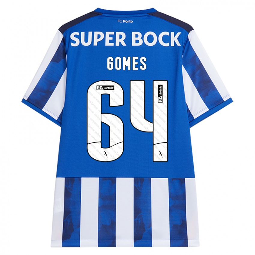 Hombre Camiseta Luís Gomes #64 Azul Blanco 1ª Equipación 2024/25 La Camisa Chile