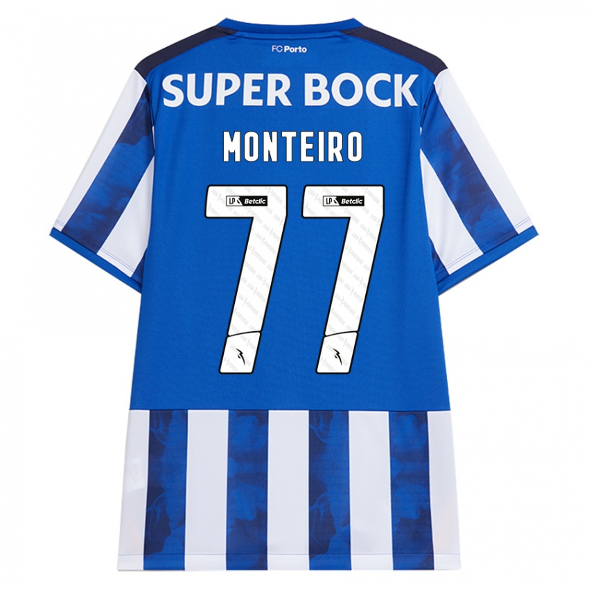 Hombre Camiseta Rui Monteiro #77 Azul Blanco 1ª Equipación 2024/25 La Camisa Chile