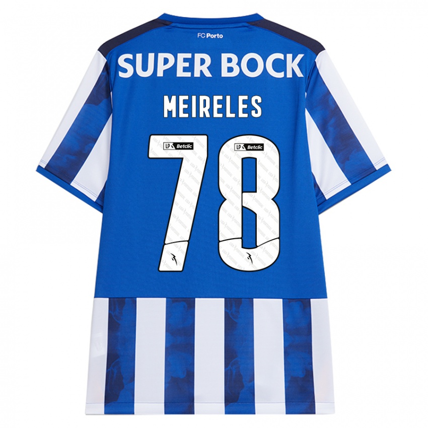 Hombre Camiseta Jorge Meireles #78 Azul Blanco 1ª Equipación 2024/25 La Camisa Chile