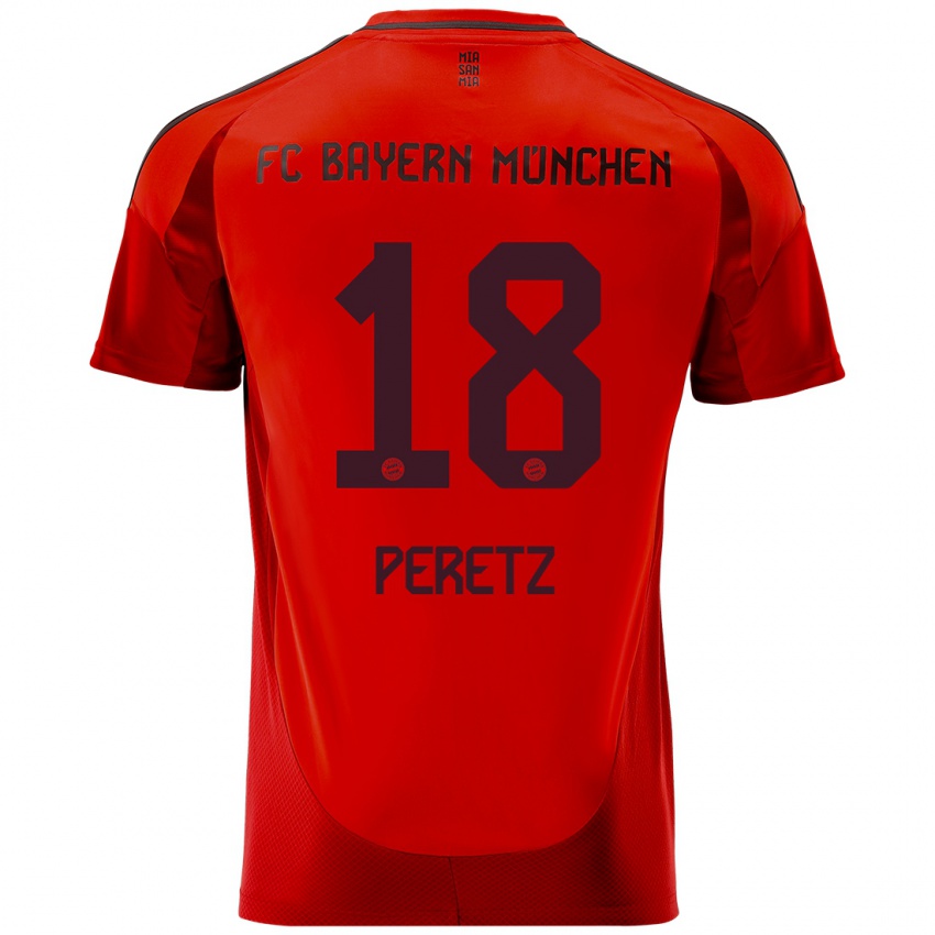 Hombre Camiseta Daniel Peretz #18 Rojo 1ª Equipación 2024/25 La Camisa Chile